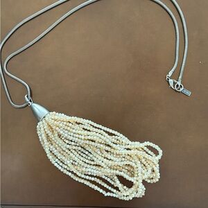 Sarah Pacini Cream Pearl Tassel Necklace